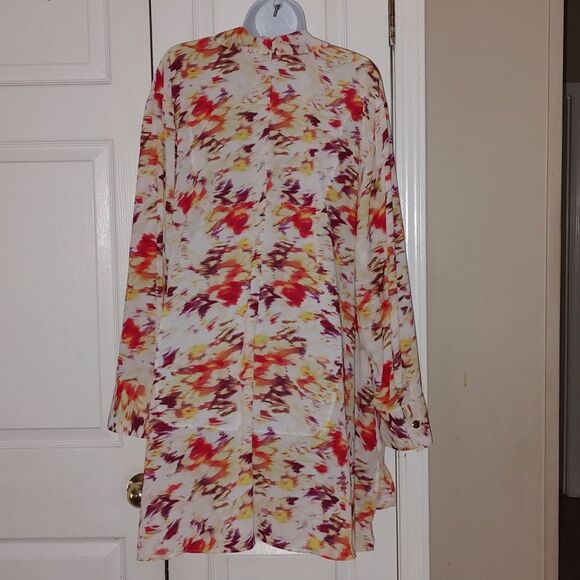 Terra & Sky  multicolor  sheer tunic blouse top  Sz 4X - Picture 4 of 5